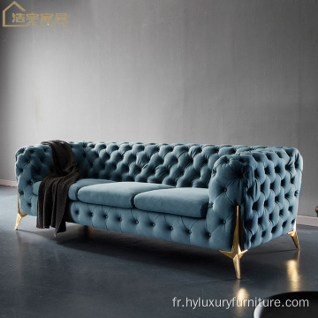 Ensemble de canapé chesterfield en velours américain meubles de salon